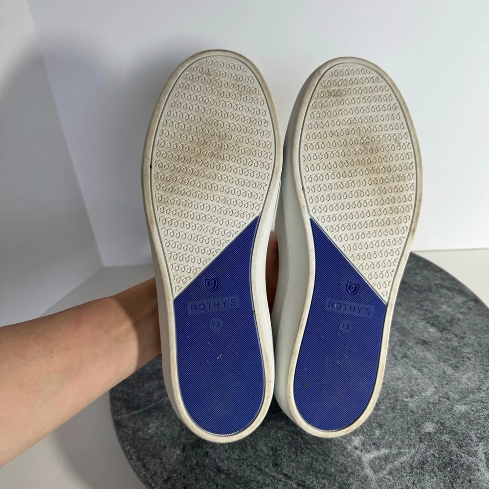 Rothys White Sneakers Shoes Slip On 7.5 Blue Soles